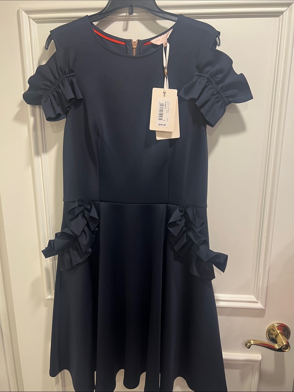 Ted Baker Navy Ruffle Pocket Party Dress